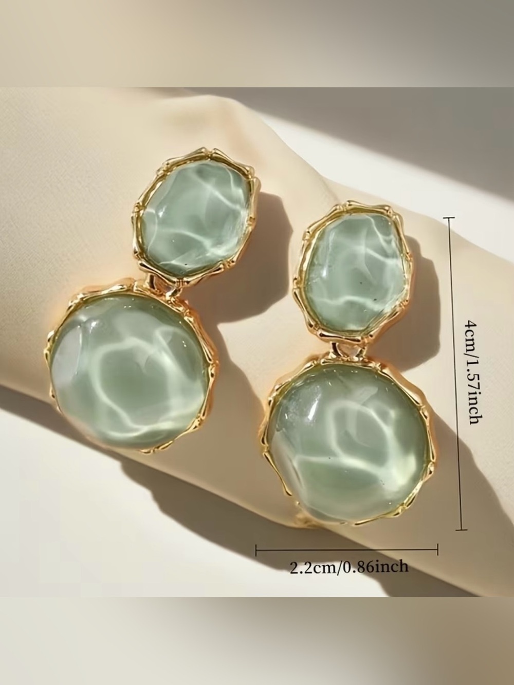 NEW! Trendy Gold-Tone Yellow Double Drop Earrings. Elegant Earrings 🍋 B0-15 - Picture 3 of 4